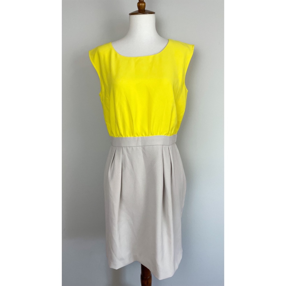 NWT LOFT Yellow & Tan Color Block Sheath Dress